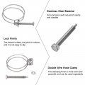 Uxcell 10pcs Double Wire Hose Clamp 45-50mm Adjustable Stainless Steel Clips With M6 Bolt For Dust Collection Pump Pipe