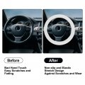 Uxcell 33cm Silicone Car Steering Wheel Cover Soft Non-slip Protector Universal Fit 32-40cm White