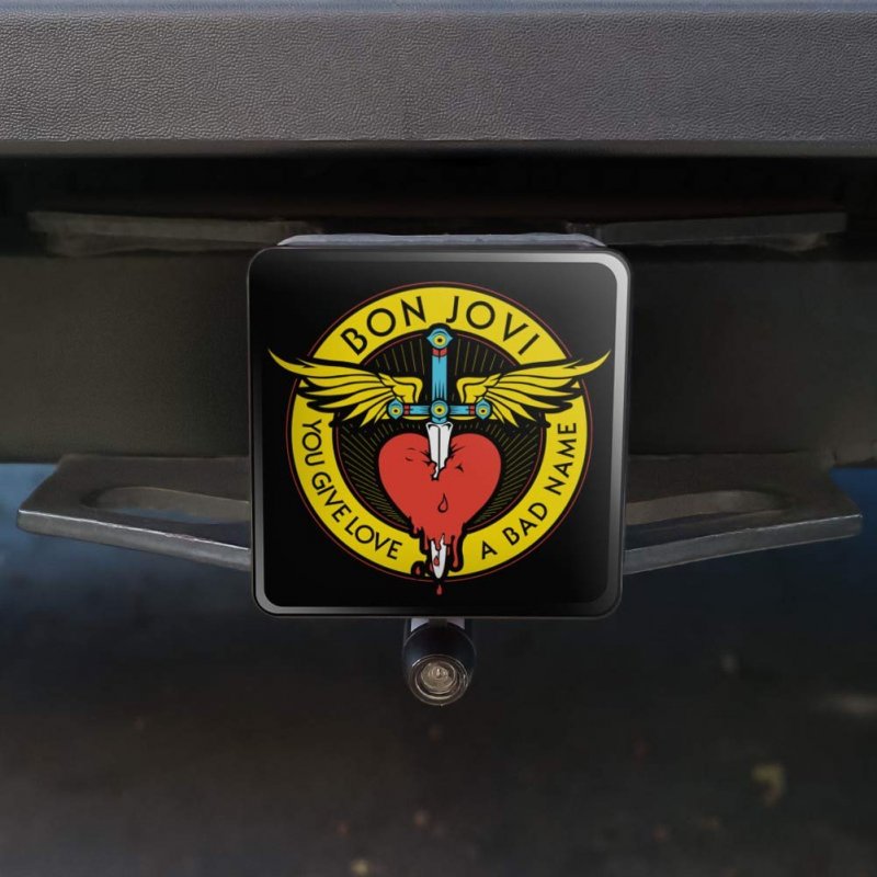 Bon Jovi You Give Love A Bad Name Tow Trailer Hitch Cover Plug Insert For 1 25 In Receivers Black Abs Plastic With Uv Resistant