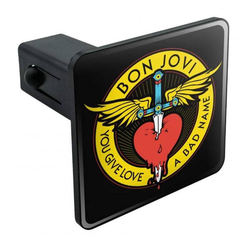 Bon Jovi You Give Love A Bad Name Tow Trailer Hitch Cover Plug Insert For 1 25 In Receivers Black Abs Plastic With Uv Resistant