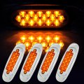 Ocpty 16led Side Marker Light 4pcs Yellow Trailer Lamp Stop Turn Tail Fit For Boats Van Truck Pickups 12v Waterproof Signal