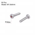 Uxcell M1 6x6mm Machine Screws Pan Phillips Cross Head Screw 304 Stainless Steel Fasteners Bolts 50pcs