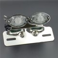 Xkh- Motorcycle Chromed Base Clear Lence Universal Cat Eye Custom Tail Brake License Plate Light Compatible With Scooter