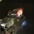 Xkh- Motorcycle Chromed Base Clear Lence Universal Cat Eye Custom Tail Brake License Plate Light Compatible With Scooter