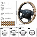 Steering Wheel Cover Orange Black Check Plaid Covers Stripes Checkered Protector Car Accessory 15 Inches