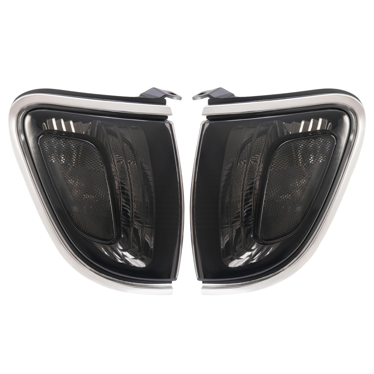 Hecasa Pair Corner Light Halogen W Bulbs For 2001-2004 Toyota Tacoma Lamp Assembly Chrome Trim Turn Signal Smoke Lens Chrome