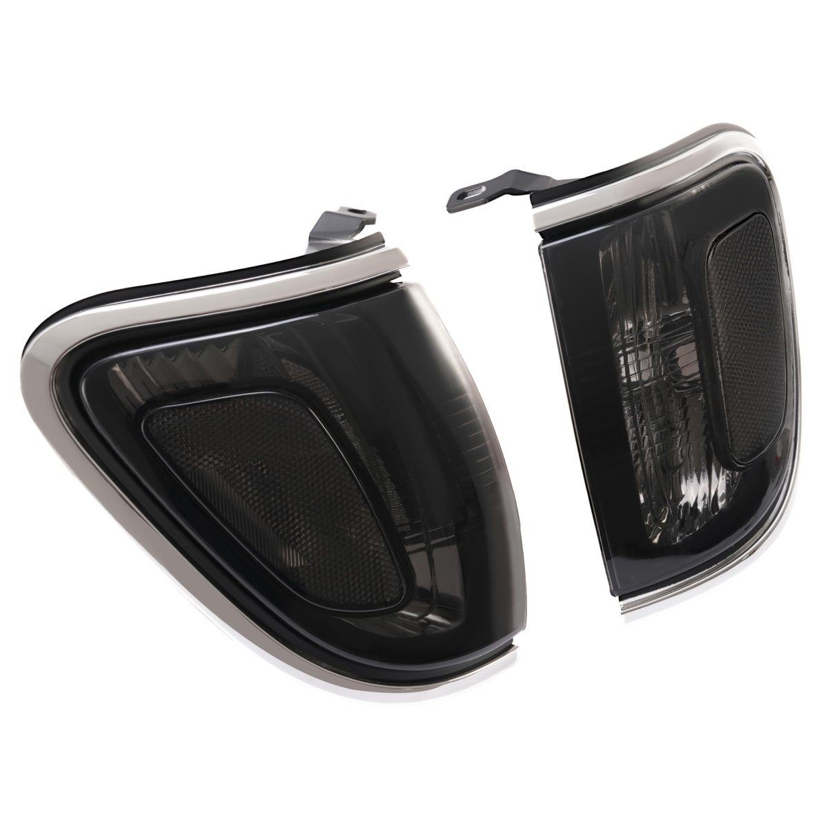 Hecasa Pair Corner Light Halogen W Bulbs For 2001-2004 Toyota Tacoma Lamp Assembly Chrome Trim Turn Signal Smoke Lens Chrome
