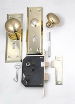 Brass Knob Mortise Lock Combo With Key Plated Steel Plates And Knobs Modern Style Model 1129 Pack Of 5