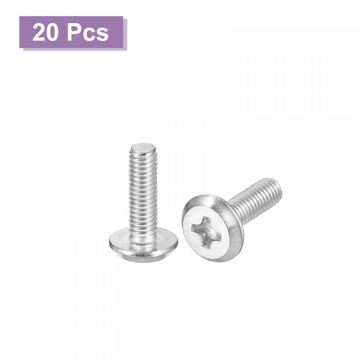 M3x10mm Flat Round Head Phillips Screws 20pcs 304 Stainless Steel Drive Machine Full Thread Bright Finish Furniture Connection