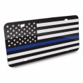 Ipick Image Made For Thin Blue Line American Usa Flag Police-officers Aluminum Black White License Plate