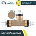 Sharkbite 1-1 2 Inch Slip Tee Push To Connect Brass Plumbing Fitting Copper And Cpvc Uxl0341
