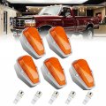 Komas 5pcs Cab Marker Roof Running Light Amber Cover Lens With T10 White Led Bulbs Replacement For 1973-1997 Ford F-150 F-250 