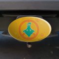 Meditating Gumby With Peace Sign Oval Tow Trailer Hitch Cover Plug Insert