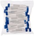 Globe Scientific 6285 Polypropylene Centrifuge Tube With Attached Blue Flat Top Screw Cap Sterile Printed Graduation Bag Pack 