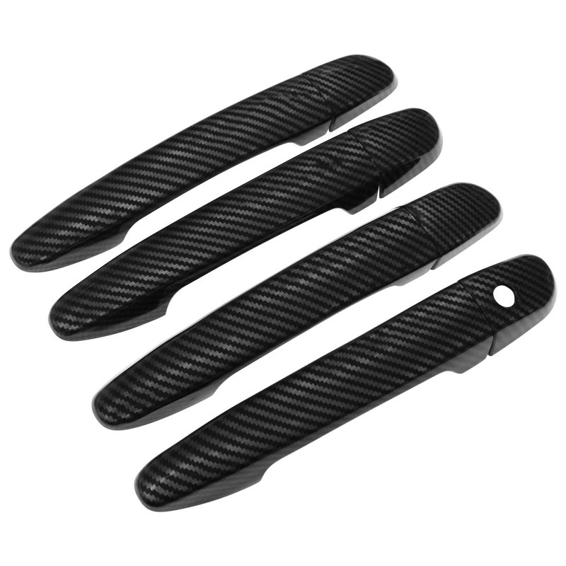 Set Of 4 Front Rear Left Right Carbon Fiber Exterior Door Handle Cover