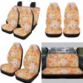 Fuibeng 12 Piece Hippie Car Accessories Set Retro 70s Flower Auto Seat Covers Full 15inch Steering Wheel Belt Cover Center