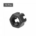 Uxcell M14x1 5mm Hexagon Slotted Nut Grade 4 8 Carbon Steel Hex Castle Nuts Black 10pcs