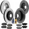 Motorbymotor Front Rear Brake Kit Rotors And Ceramic Pads Fits For 2010-2012 Lexus Hs250h 2006-2018 Toyota Rav4 E-coating