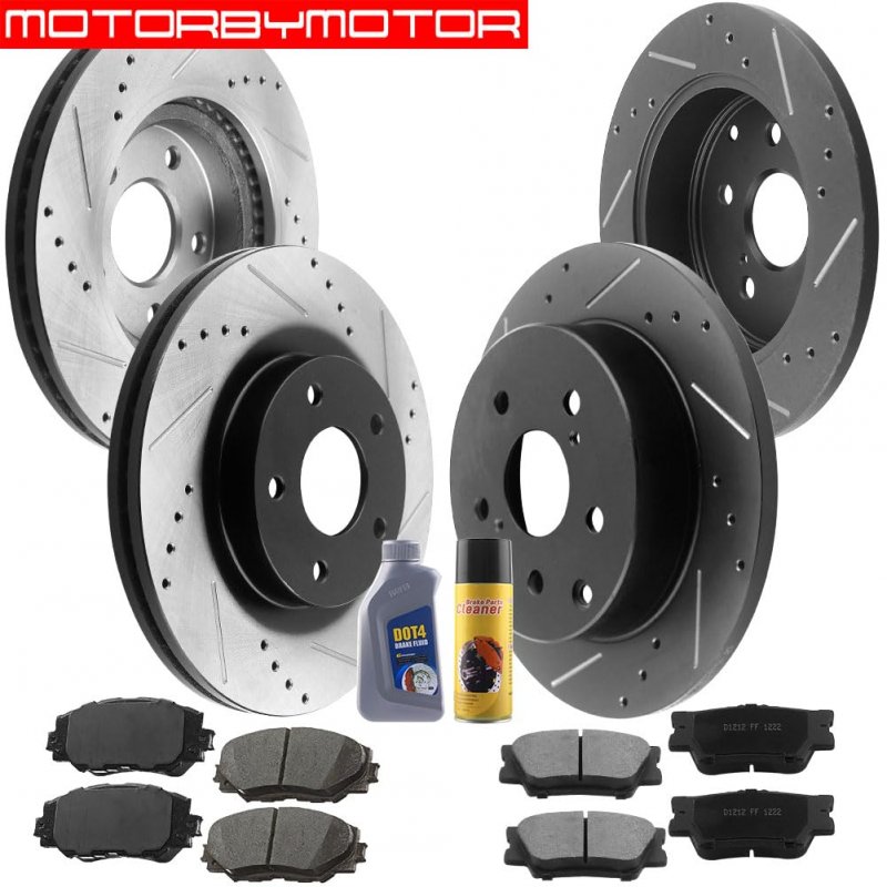 Motorbymotor Front Rear Brake Kit Rotors And Ceramic Pads Fits For 2010-2012 Lexus Hs250h 2006-2018 Toyota Rav4 E-coating