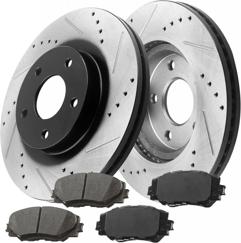 Motorbymotor Front Rear Brake Kit Rotors And Ceramic Pads Fits For 2010-2012 Lexus Hs250h 2006-2018 Toyota Rav4 E-coating