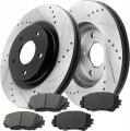 Motorbymotor Front Rear Brake Kit Rotors And Ceramic Pads Fits For 2010-2012 Lexus Hs250h 2006-2018 Toyota Rav4 E-coating 