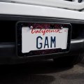 Black Cat In Space With Stars And Galaxy License Plate Tag Frame