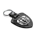 Real Black Carbon Fiber Large Shield Style Key Chain For Ram New Logo 2019 Up Genuine Leather Strap 2 25 In X 1 75 