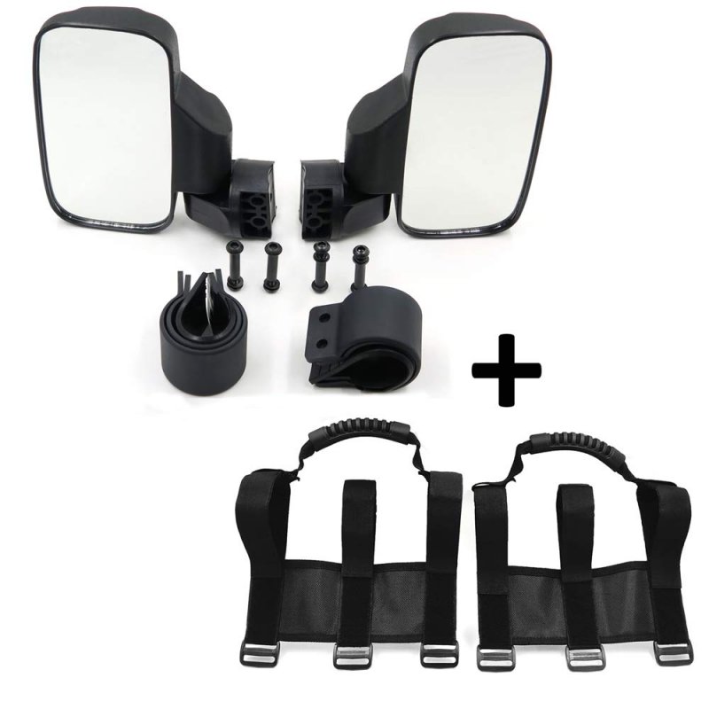 Mirror Set Utv Side View High Impact Break Away Convex 1 5 8 2 Grab Handle