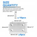 Uxcell 4pcs Straight Bracket Stainless Steel 60x38mm Flat Brace Fastener Brackets Corner Protector Support With Screws For Wall