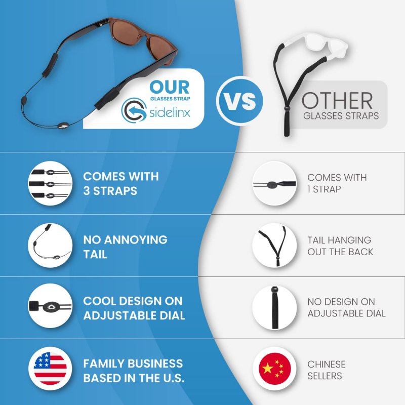 Eyeglasses Strap 3 Pack Sun Style No Tail Adjustable Sunglass Eyewear String Holder With Bonus Glasses Cleaning Cloth