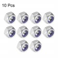 Uxcell Hex Lock Nuts M6 X 1mm 316 Stainless Steel Nylon Insert Self-locking For Fasteners 10pcs Silver Tone