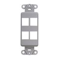 Leviton 41644-gy Quickport Decora Insert 4-port Grey 