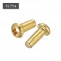 Uxcell Brass Machine Screws M4x10mm Phillips Pan Head Fastener Bolts For Furniture Office Equipment Electronics 12pcs