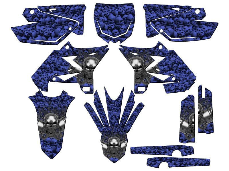 2002-2004 Fits Ufo Restyle Yz 125 Flaming Gearhead Blue Senge Graphics Complete Kit For Yamaha