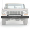 Front Bumper Assembly For 1967-1977 Ford F100 F150 F250 F350 1978-1979 Bronco W Plate Holder Steel Powder Coated Black 