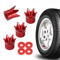 Tomall Crown Tire Valve Stem Caps Universal 4pcs For Car Wheel Air Dust Cover Red 