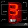 Auto Dynasty Pair Of Red Lens Dual 3d Led Tube Bar Tail Lights Brake Reverse Lamps Compatible With Ford F150 Lobo 04 05 06 07