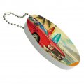 Graphics More Red Classic Muscle Car Beach With Surf Boards Floating Keychain Oval Foam Fishing Boat Buoy Key Float