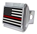 Elektroplate Firefighter Thin Red Line Usa Flag All Metal Bright Chrome Hitch Cover For Trucks And Suvs Fits Standard 2 Trailer