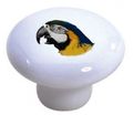 Set Of 2 Macaw Parrot Head Ceramic Cabinet Drawer Knobs 