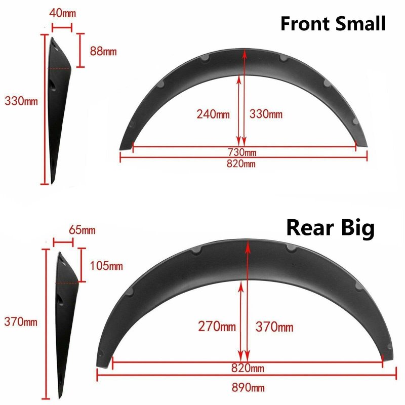 Universal Car Wheel Fender Flares 4 Piece Set 3 5 In Wide Body Arches Polyurethane Pu Material Black Modern Style Hm3566