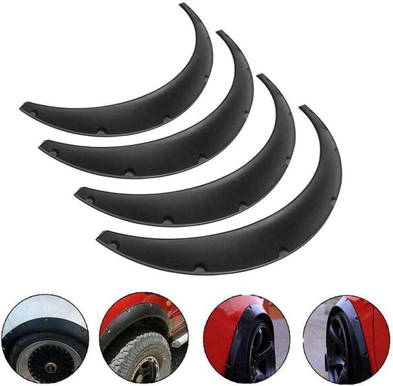 Universal Car Wheel Fender Flares 4 Piece Set 3 5 In Wide Body Arches Polyurethane Pu Material Black Modern Style Hm3566