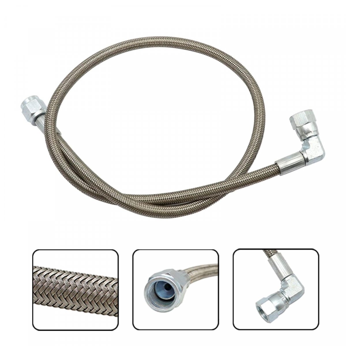 Turbo Oil Feed Line 24 Steel Braided 4an 90 Degree Straight Hose End Pressure Stainless Remote Turbocharger Sensor Teflon 4 An
