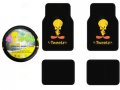 A Set Of 4 Universal Fit Plush Carpet Floor Matsnd A 2 Seat Covers Tweety Bird Stars And Hearts Attitudet Of 4 Universal Fit 