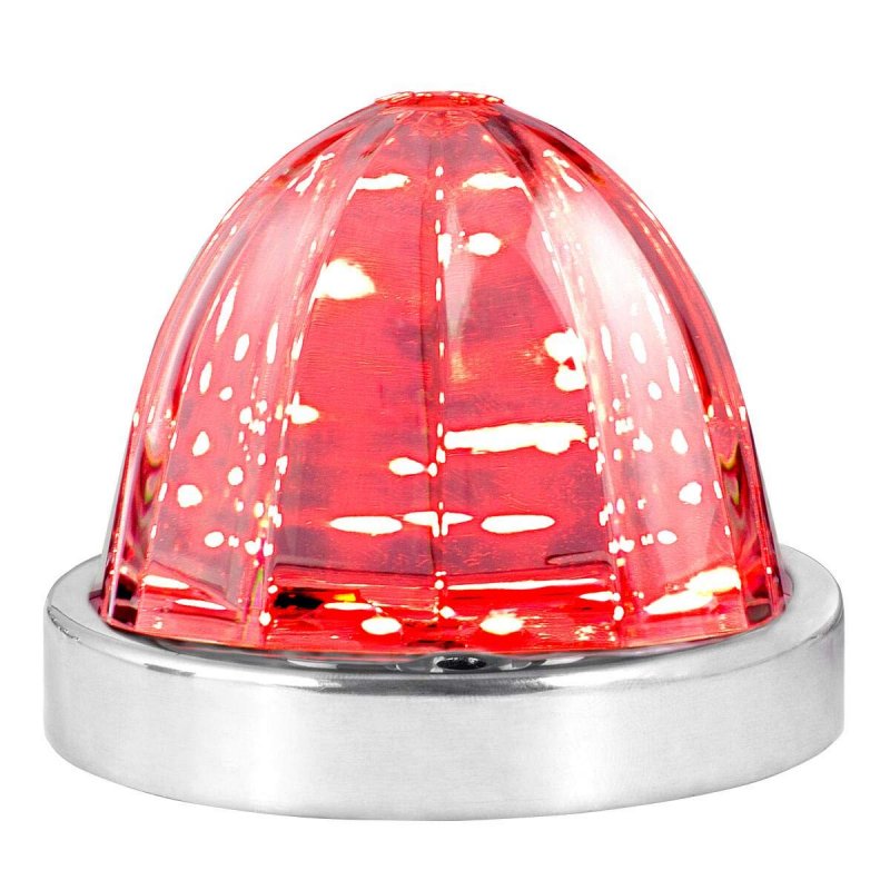 Red Clear Classic Watermelon Surface Mount 18 Led Turn Marker Light With Stainless Steel Bezel 3 4375 In Diameter X 2 625