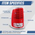 Rear Led Tail Lights Brake Lamps Assembly With Reverse Light Compatible Ram 1500 2500 3500 2013-2022 Driver Left Side Red Lens