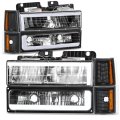 Auto Dynasty Led Drl Headlights Assembly For 1994-2000 Gmc C K Series Yukon Suburban 8pcs Composite Headlamps W Bumper Lamps 
