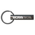 Ford Mustang Boss 302 Black Real Carbon Fiber Tube Style Keychain Official Licensed Modern Design With Leather Strap 2 13 In X