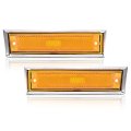 Pair Front Side Marker Lights Assembly For Chevy Blazer 1981-1991 Gmc Jimmy C K R Pickup Chrome Bezel Lamps Orange Lens 915557 