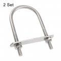Uxcell Round U-bolt 1 65 42mm Inner Width 85mm Length Steel M6 With Nuts Plate Washers 2 Set